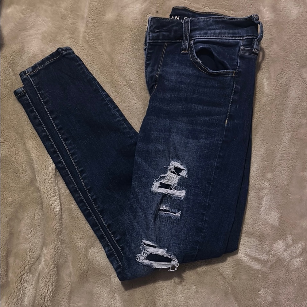 Women's Distressed Blue Jeans